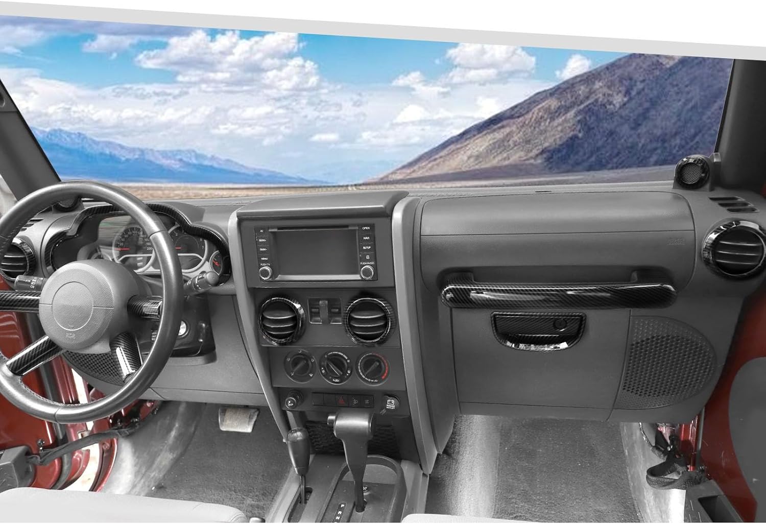 Jimen Fit for Jeep Wrangler JK JKU 2007-2010, 14PCS Interior Kits - Instrument Panel Dashboard Cover, AC Vent Ring, Passenger Grab Handle Trim, A Pillar Speaker Cover (Chrome)