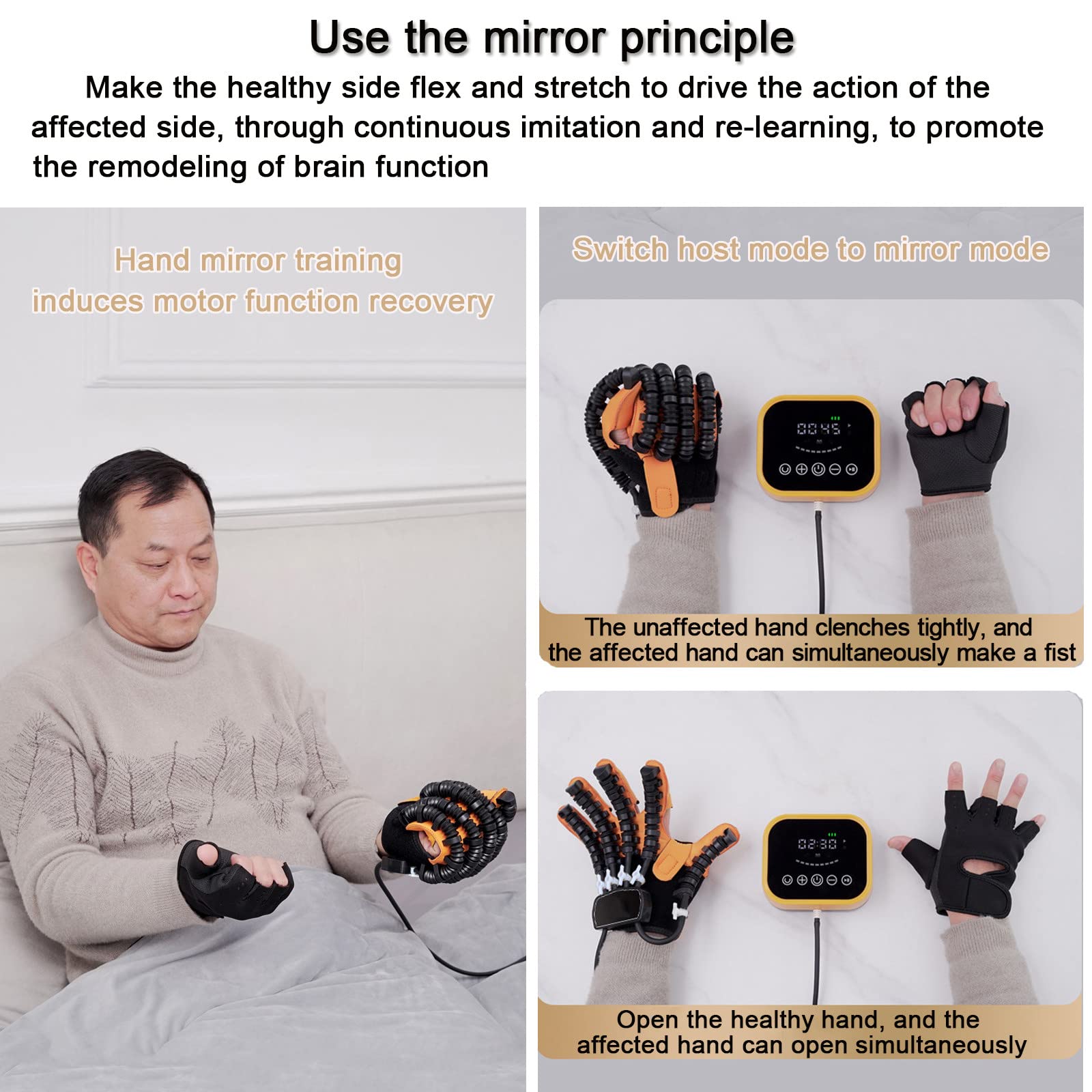 Guantes de Robot de rehabilitación, Ejercicio de extensión de Dedo para Pacientes con hemiplejía de accidente cerebrovascular para Resolver la rigidez de los Dedos,LeftHand-XXL
