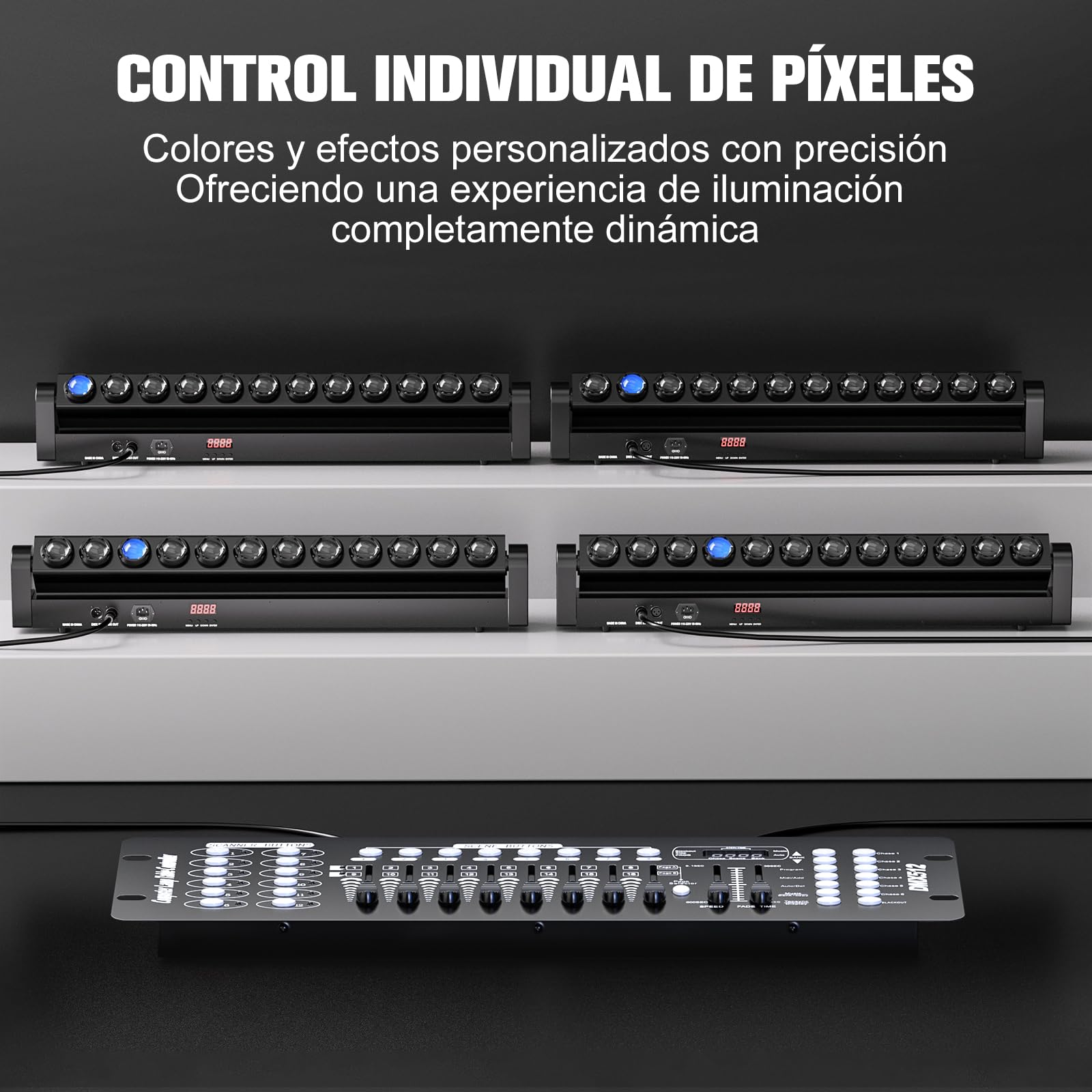 240W Barra de Wallwasher Cabeza Movil LED,12X20W LED RGBW 4en1,DMX512 Luz Discoteca LED para DJ Bar Discoteca Fiestas Exterior Festival