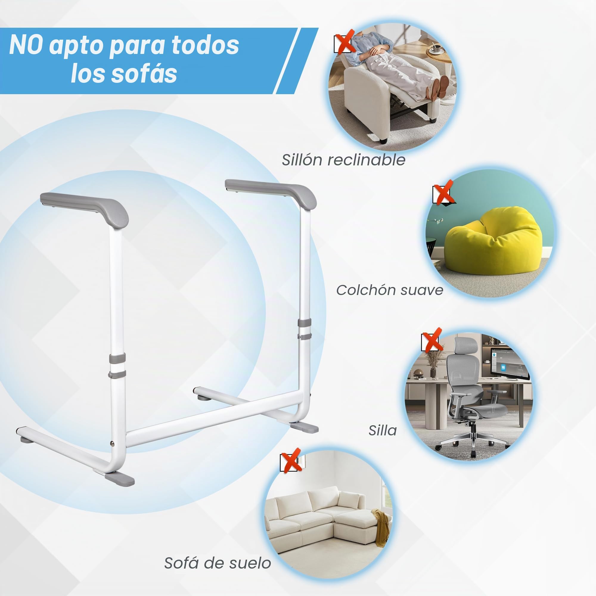 REAQER Soporte de pie, ayuda para levantar sillas para ancianos, riel de ayuda de pie para sofá, mango de asistencia para pacientes, personas mayores y discapacitados, barra de agarre de seguridad