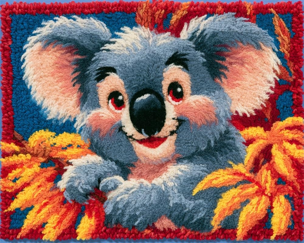 FWRTYCB Latch Hook Rug Kit Cute Smiling Koala