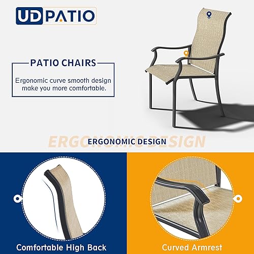Miniatura 6 de UDPATIO Juego de 6 sillas de comedor para patio, sillas de comedor de textileno para exteriores con respaldo alto, sillas de muebles de patio con