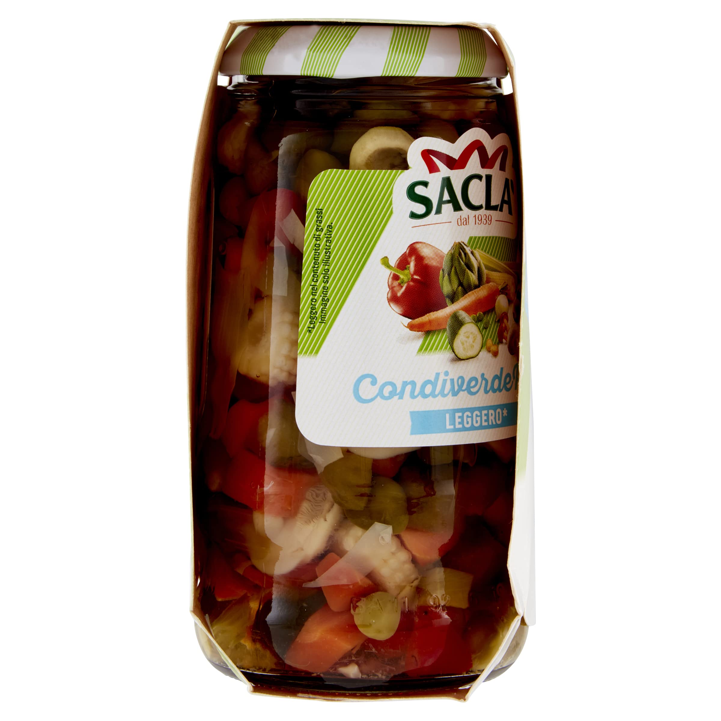 Saclà, Condiverde Riso Leggero Duo, Condimento di Mix di Verdure per Insalata di Riso e altri Cereali, Senza Olio, Vaso Vetro, 2x290g (2x175g sgocciolato), Confezione da 6 pezzi