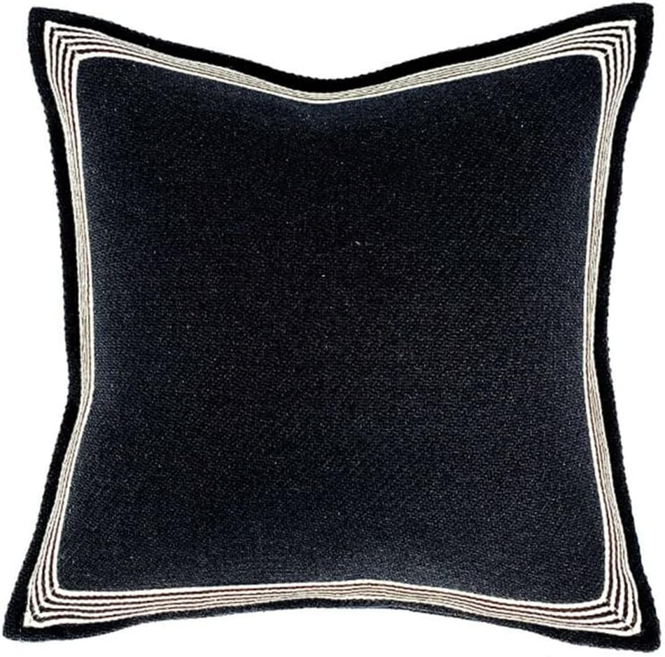 HBJWOV Cushion Cover Decorative Pillow Case Simple Luxury Geometric Blend Fabric Sofa Chair Square Bed(Black)