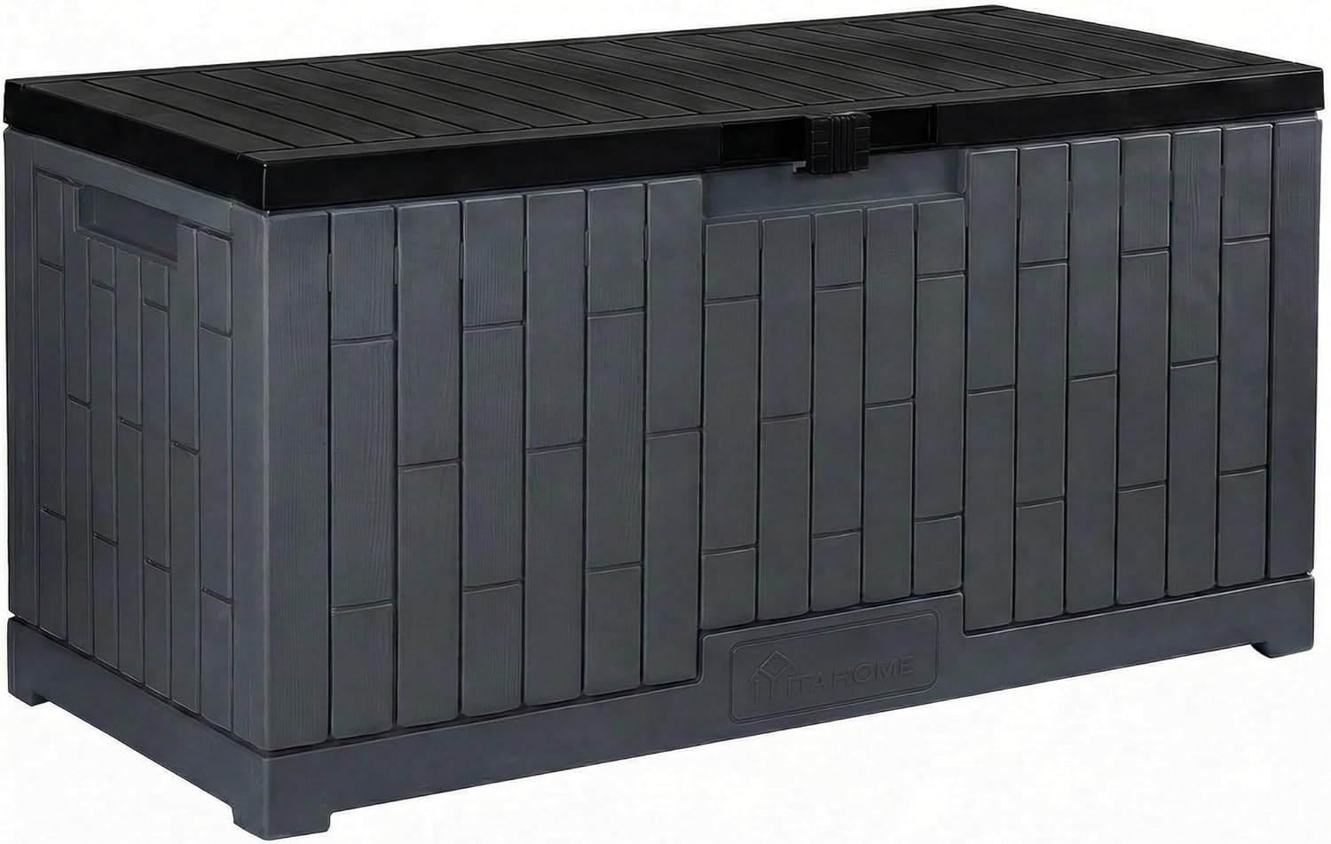 YITAHOME Outdoor Storage Box, 45 Gallon Waterproof Resin Deck Box, Lockable Organizer for Patio, Poolside, Deck, Cushions, Throw Pillows, Garden Tools, Black