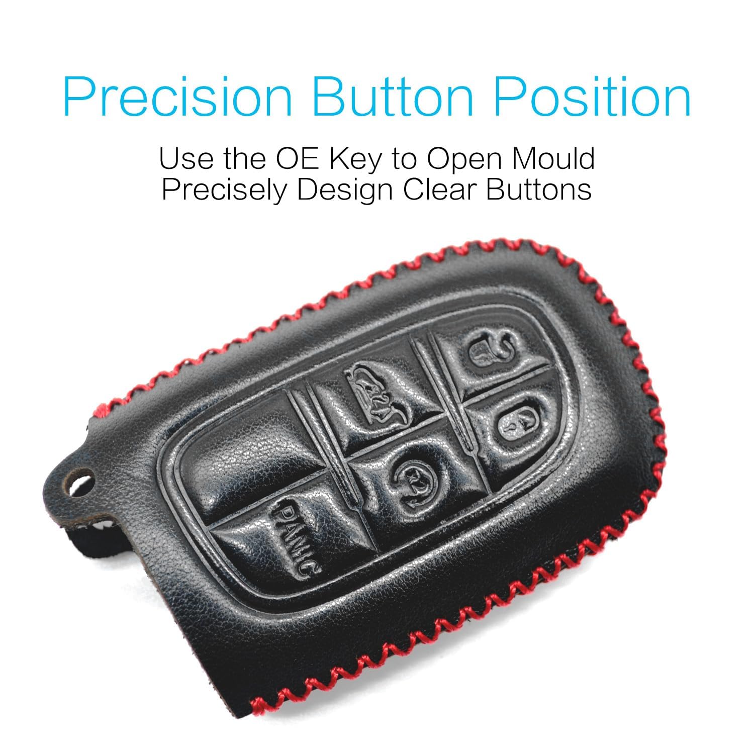 MECHCOS Compatible with Dodge Challenger Charger Durango Journey Jeep Cherokee Grand Cherokee Renegade Chrysler 300 Leather Case Key Fob Cover Keyless Car Remote Holder Protecter