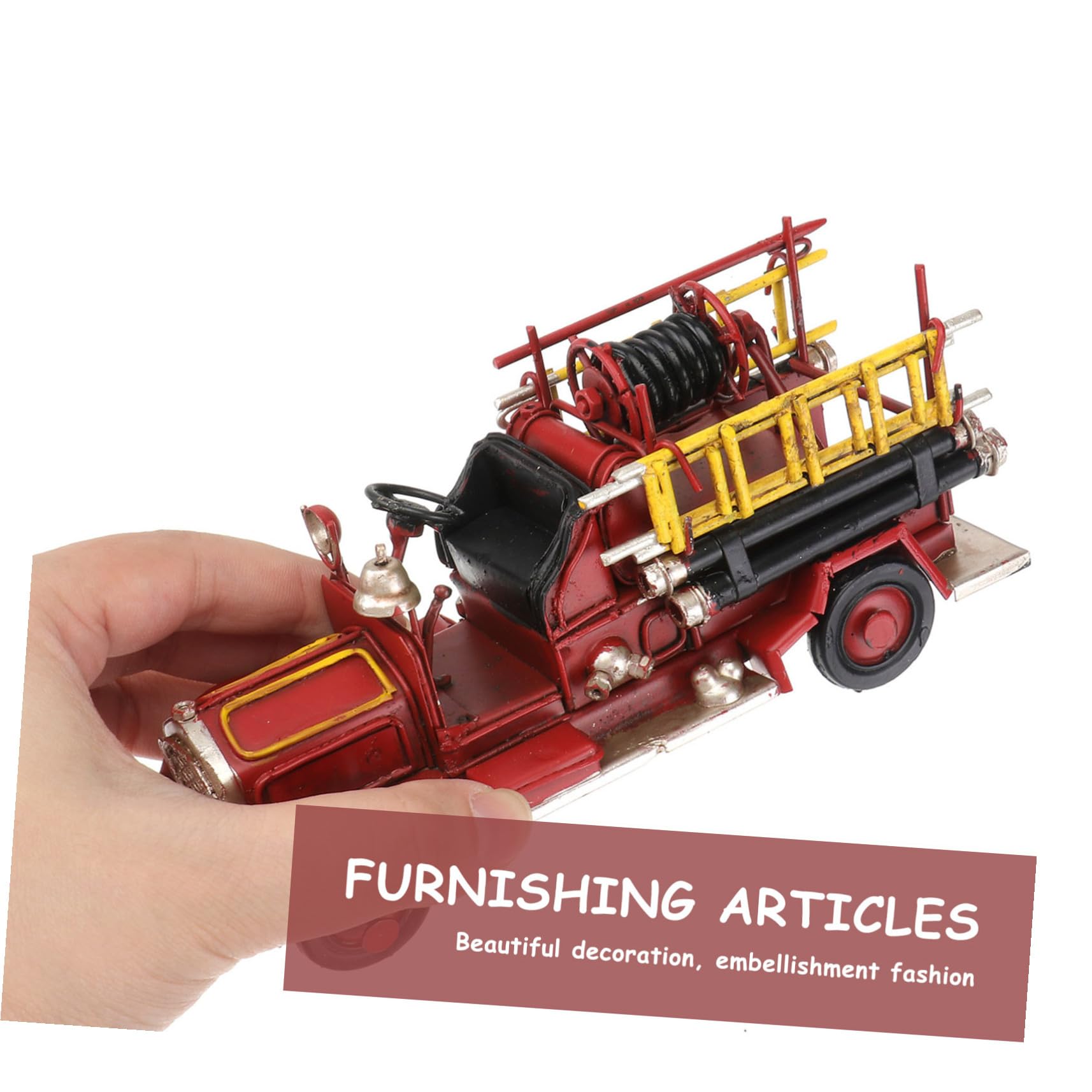 Kleiner aus Eisen Feuerwehrauto Modell, Retro Tischdekoration für Sammler