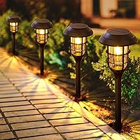 Letmy 8 Pack Solar Pathway Lights Outdoor - Bright IP65 Waterproof Auto On/Off Solar Garden Lights for Yard Walkway Patio Driveway - Black