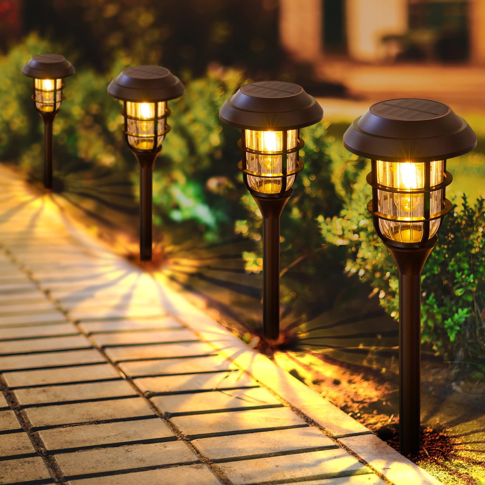 LETMY Solar Pathway Lights Outdoor, 8 Pack Bright Solar Lights Outdoor, IP66 Waterproof Auto On/Off Solar Garden Lights Solar Powered Landscape Lighting for Yard Patio Walkway Driveway Pathway - Black