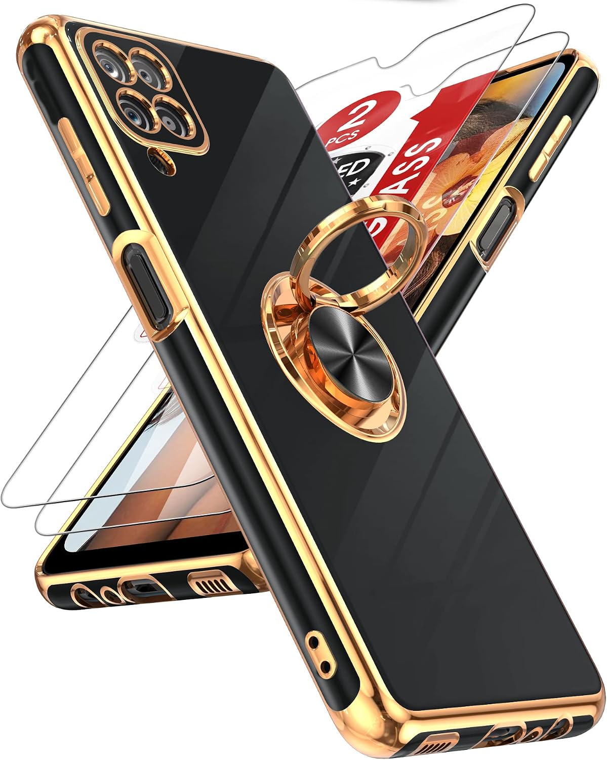 LeYi for Samsung Galaxy A12-5G Phone Case 360° Magnetic Kickstand, Black
