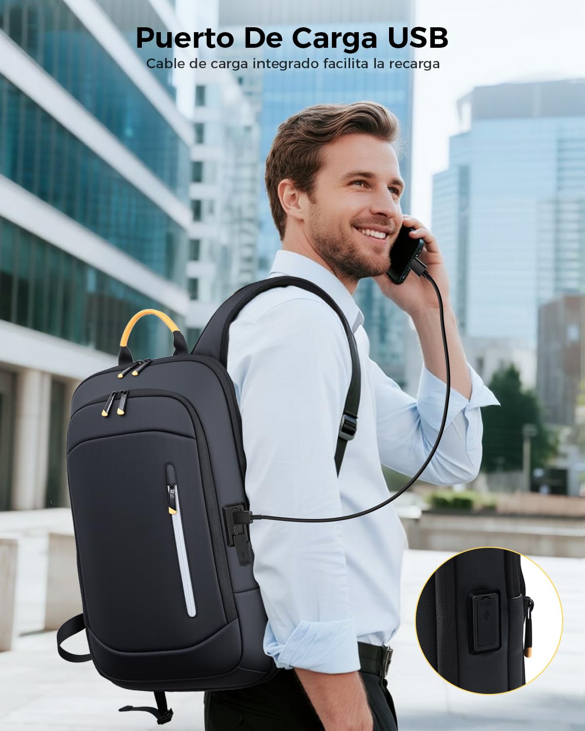 Mochila Portatil 15.6 Pulgadas,12L-20L Expandible,Con Puerto USB