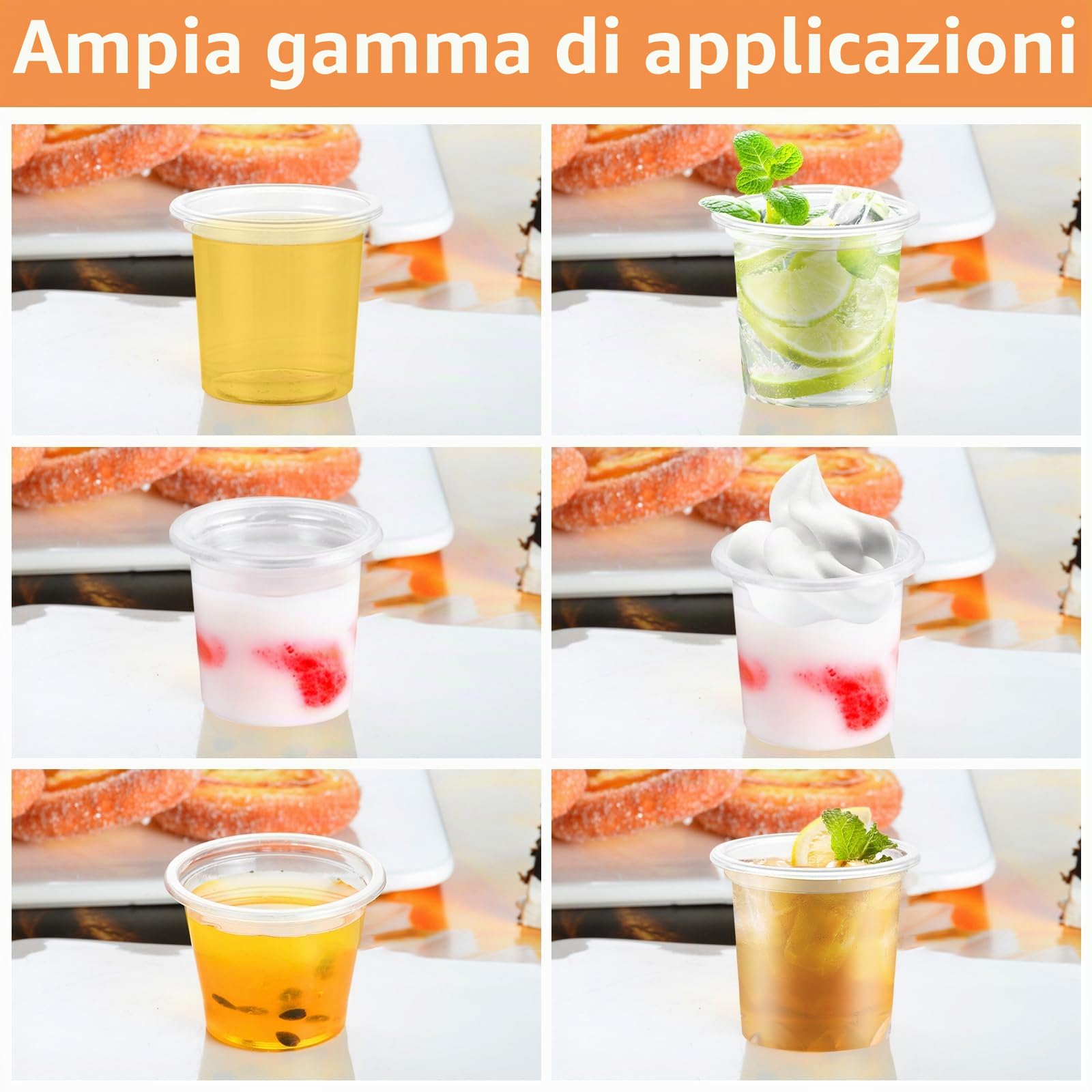 WOPPLXY 1000 bicchieri in plastica trasparente, riutilizzabili, 20 ml/2 cl, per matrimoni, feste, riunioni, feste di Natale e negozio