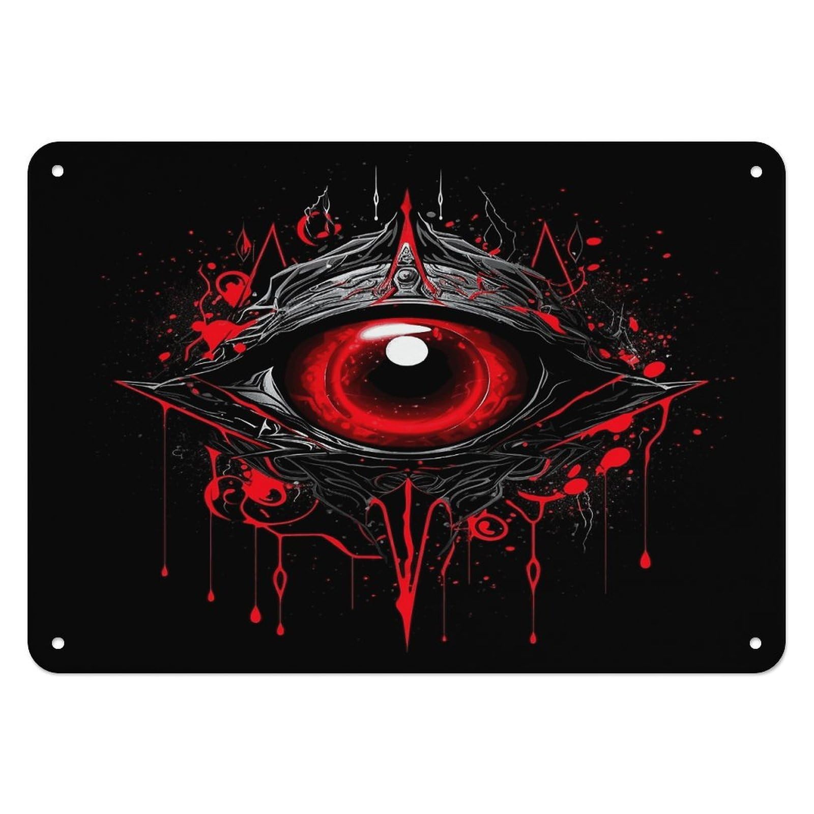 Fodpand Style Eye Of Hell Retro Vintage Metal Tin Sign,Wall Art Decor Garden Plaque Poster For Bedrooms Yard Bars Pubs Patios Porches 7.9X5.5 Inch