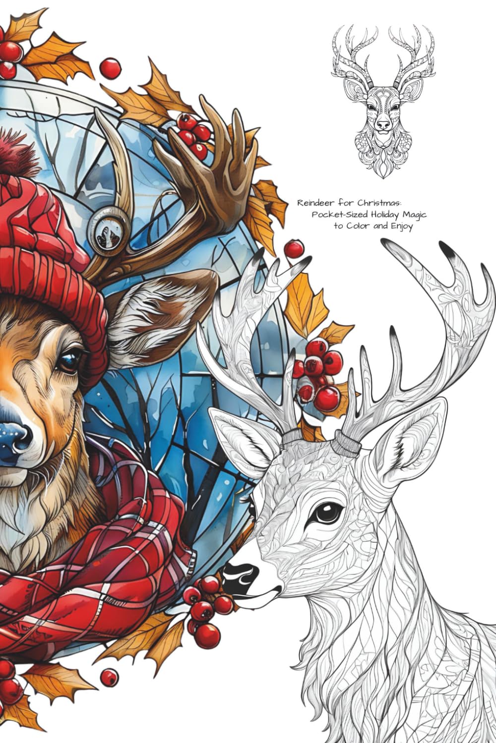 Reindeer for Christmas: Pocket-Sized Holiday Magic to Color and Enjoy (Pocket-Sized Coloring Books (6x9 Edition))