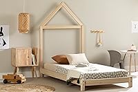 Vista 27 de South Shore Sweedi - Cama con cabecera de marco de casa, tamaño individual, color blanco puro