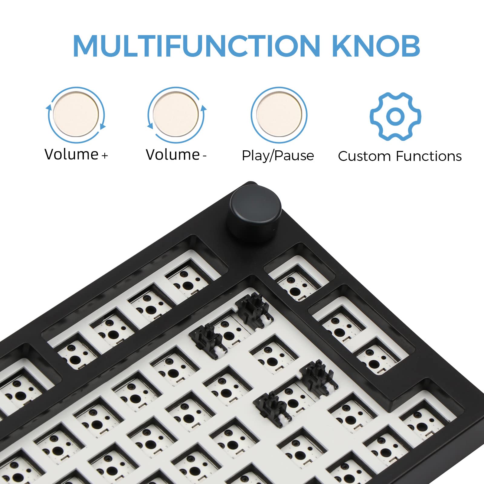 EPOMAKER TH80 Pro 75% 80 Keys Hot Swap Bluetooth 5.0/2.4GHz/Wired Keyboard PCB Mounting Plate Kit with Dampener Foams, South-Facing LEDs, Compatible with 3/5 Pin Switches for Win/Mac PS5 PS4