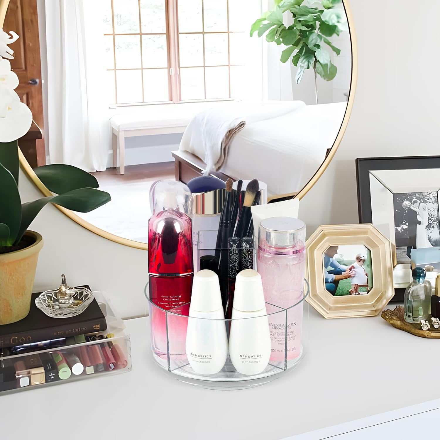 360° Rotating Makeup Organizer Clear Lazy Sn Organizer for Vanity,