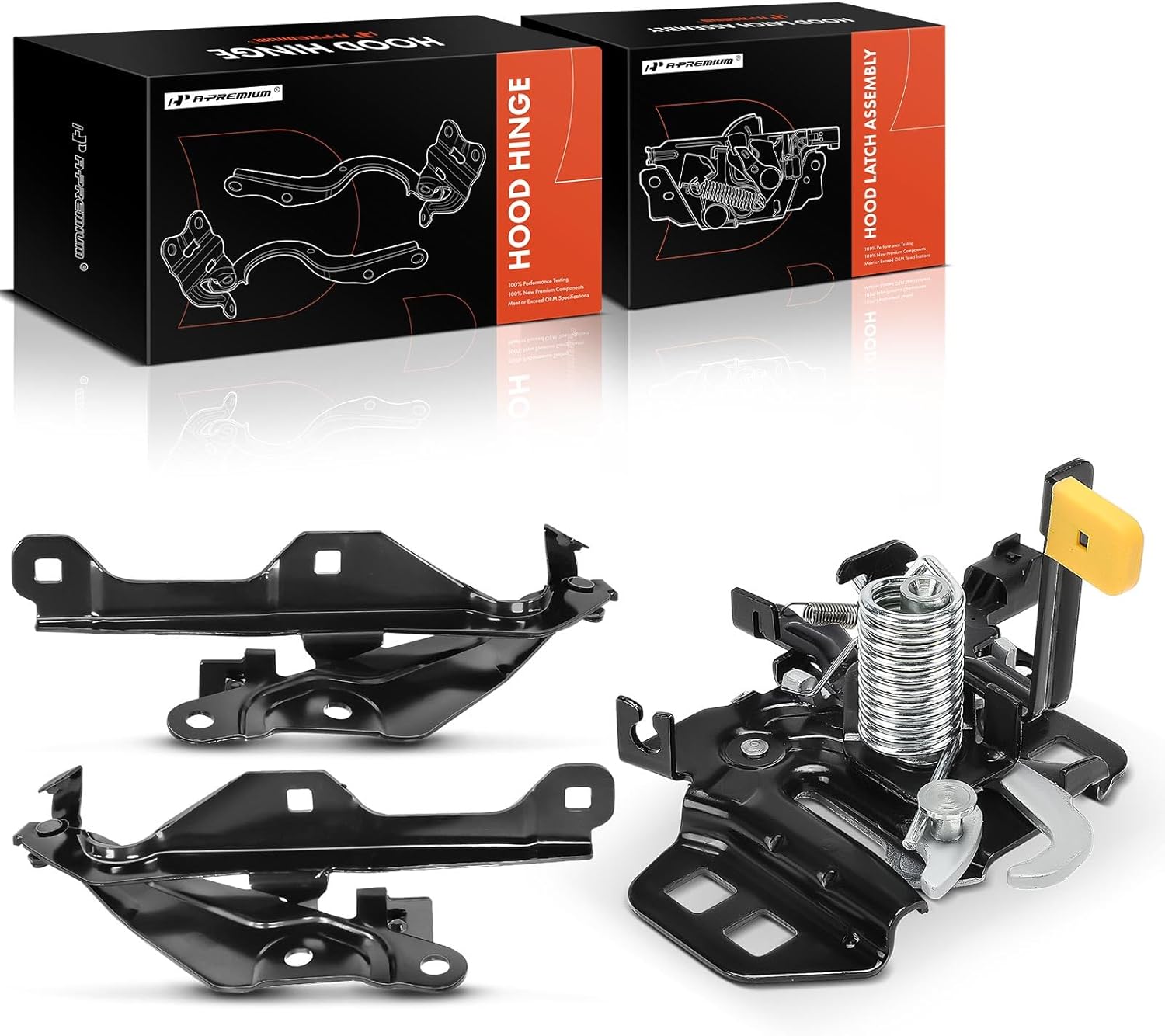 A-premium Hood Latch + Hood Hinge Compatible with Ford Vehicles - Mustang 2018 2019 2020 2021 2022