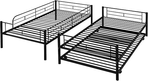 Miniatura 6 de Litera de metal individual sobre individual con nido estructura de metal con barandillas de seguridad y escaleras no requiere caja de resorte y
