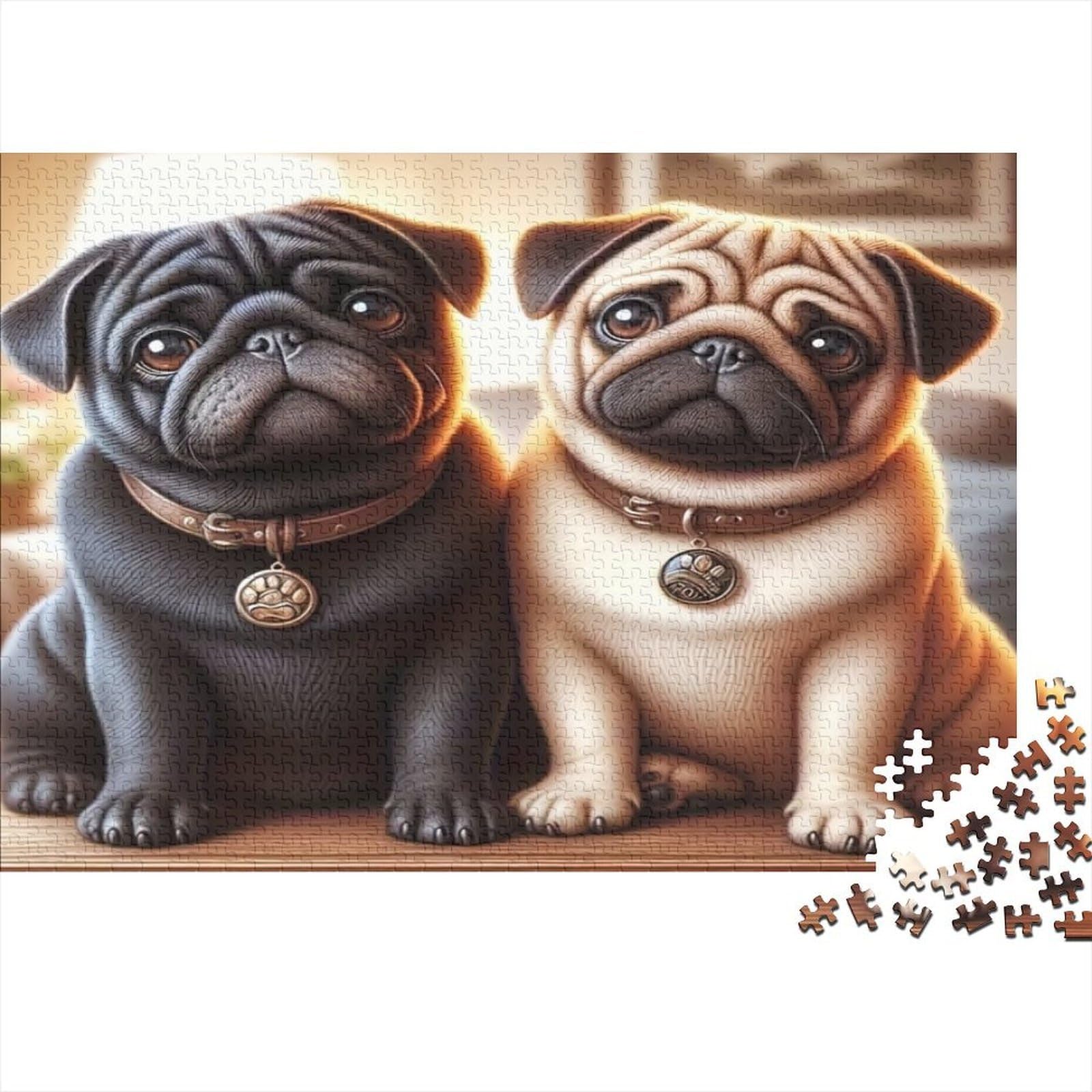 Cute Pug Jigsaw Puzzle 1000 Piece Jigsaw Puzzle for Adults 52x38cm/1000pcs — image 1