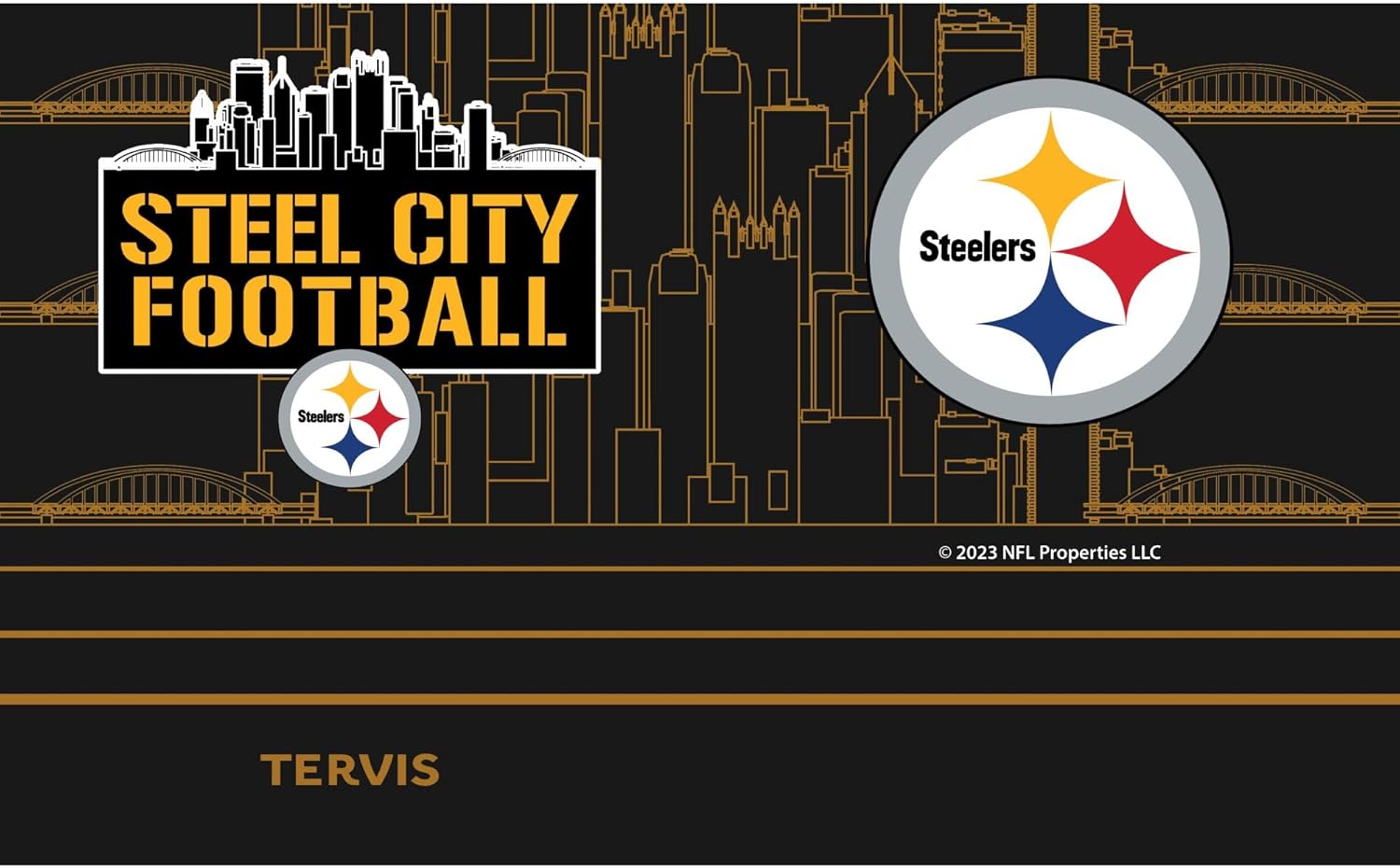 Tervis Traveler NFL Pittsburgh Steelers - Steel City Football Slogan Triple Insulated Tumbler Travel Cup Keeps Drinks Cold & Hot, 20oz, Stainless Steel - Image 2