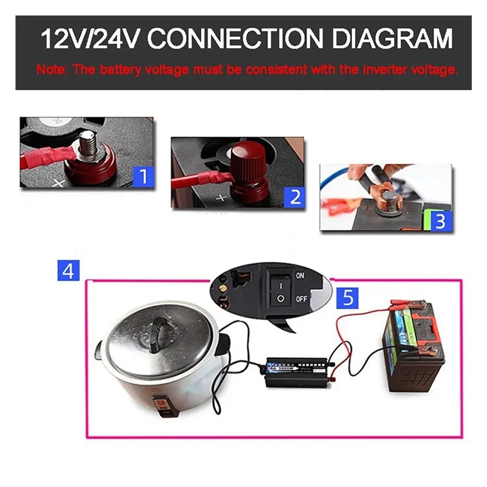 Inversor de Onda sinusoidal Pura DC 12/24/48/60/72V a AC V Solar Fuera la Red Convertidor Transformador for automóvil Hogar(3500W,60V,60hz)