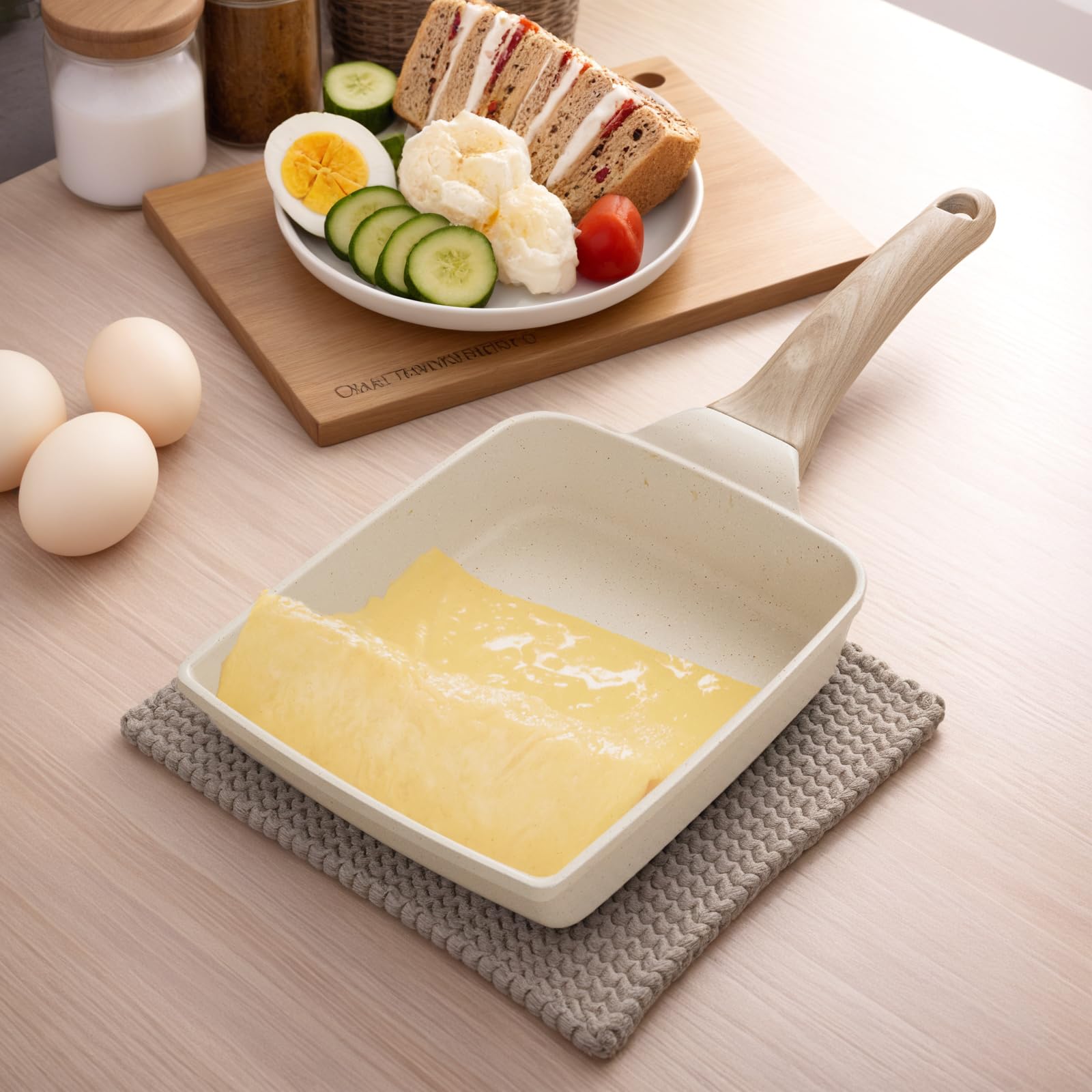 Square Marble Egg Pan, 6.3" Non-Stick Skillet