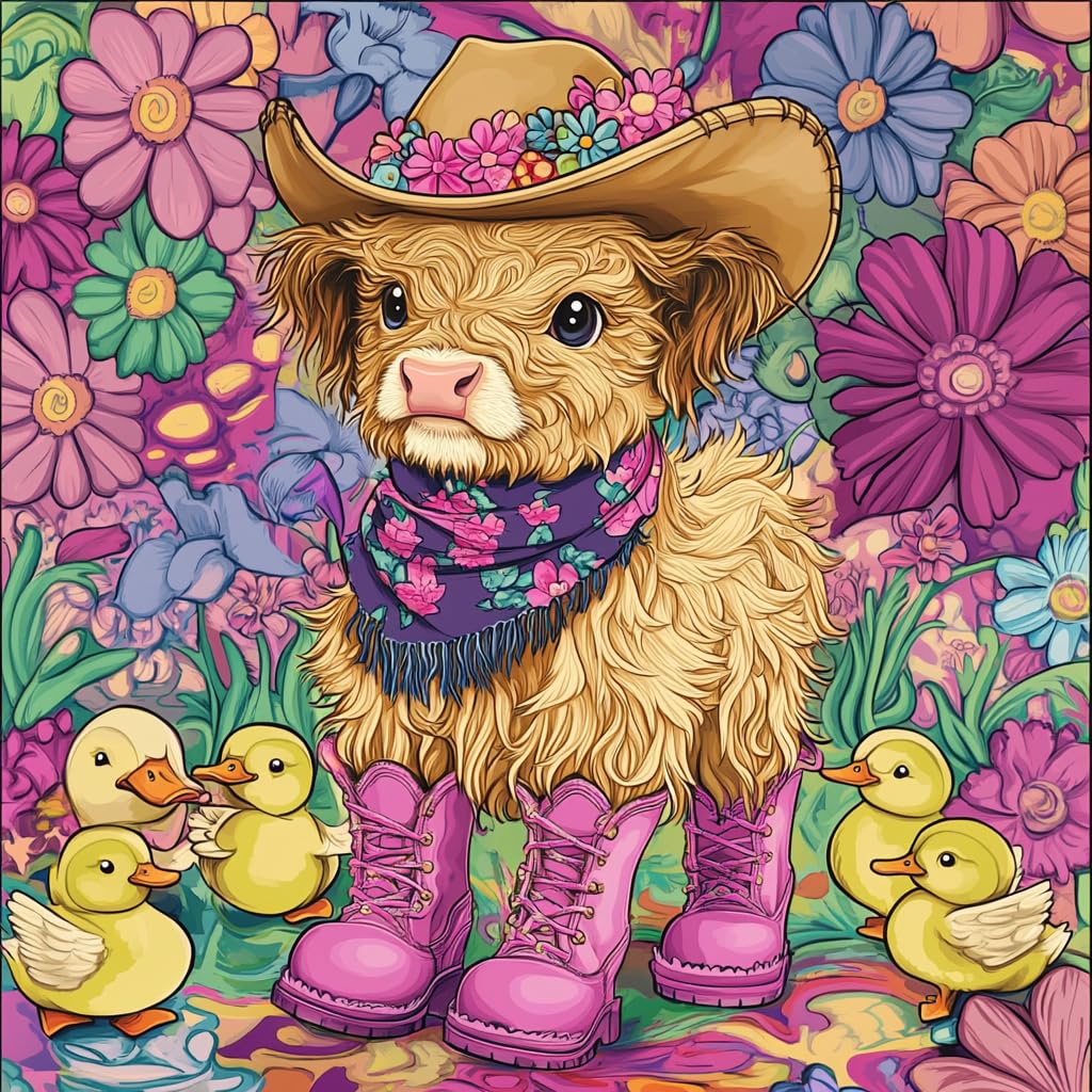 VAIIEYO 5D DIY Cow Diamond Art Kits Adults, Animal Diamond Painting, Paint with Round Full Drill Crystal Rhinestone Diamonds Gem Art for Home Wall Decoration Gift 14X14Inch-42