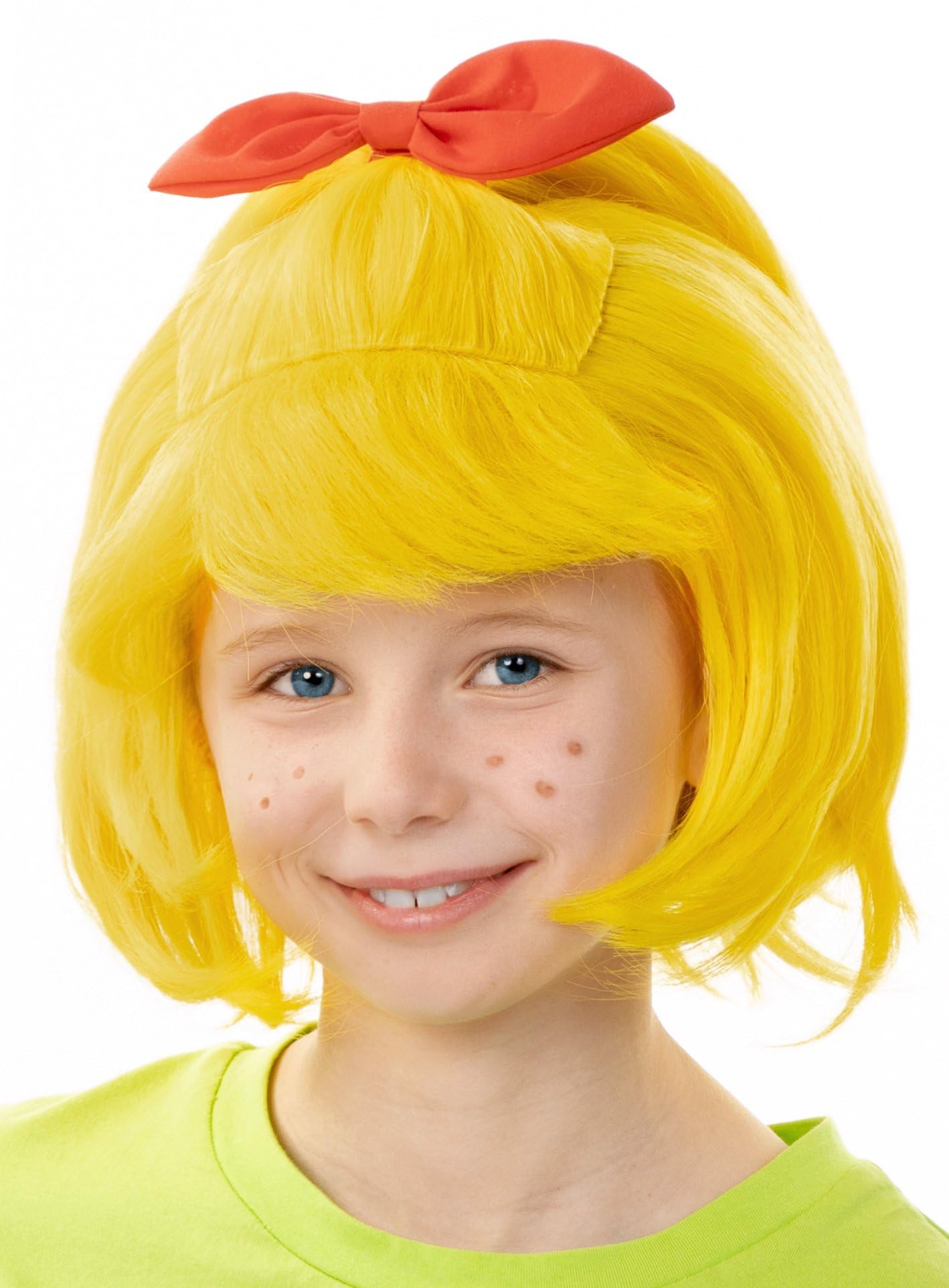 Offizielle Bibi Blocksberg Perücke für Kinder (Mädchen) – Original Hexen-Perücke mit roter Schleife – Lizenziertes Kostüm-Zubehör für Karneval, Fasching & Kindergeburtstag
