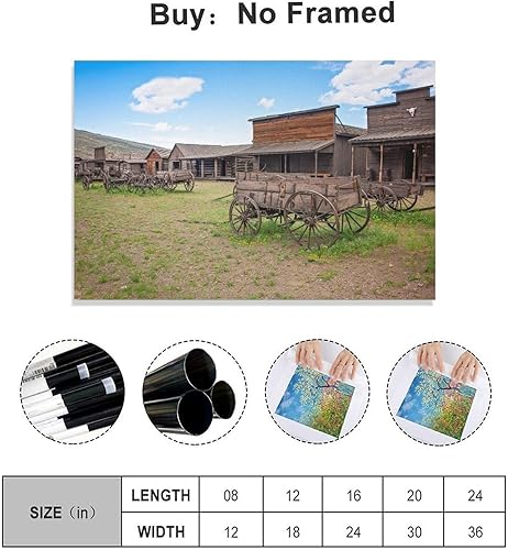 Miniatura 2 de Póster de lienzo rústico de vagones de ciudad fantasma del viejo oeste, decoración de dormitorio, paisaje deportivo, oficina, habitación, regalo,