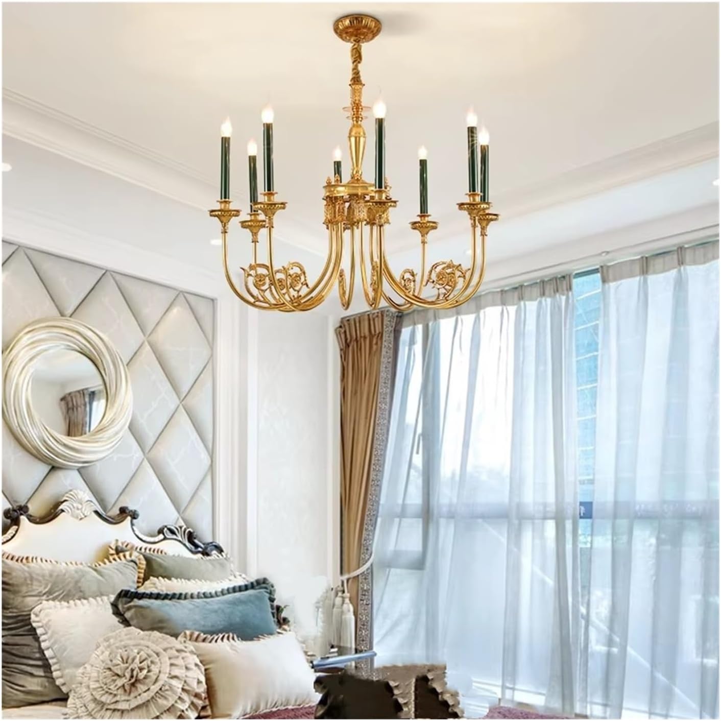 Green Candle Lamp, Classic Dining Table Pendant Light,luminaire
