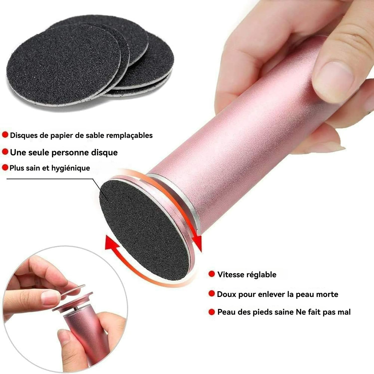 Mielle Glow Pied, Honey Glow Pied, Mielle Ponceuse sur Pied, Rapeuse Pieds Électrique Livré avec 60 Recharges de Tampons Exfoliants, pour Peaux Mortes, Squameuses et Craquelées (Or)