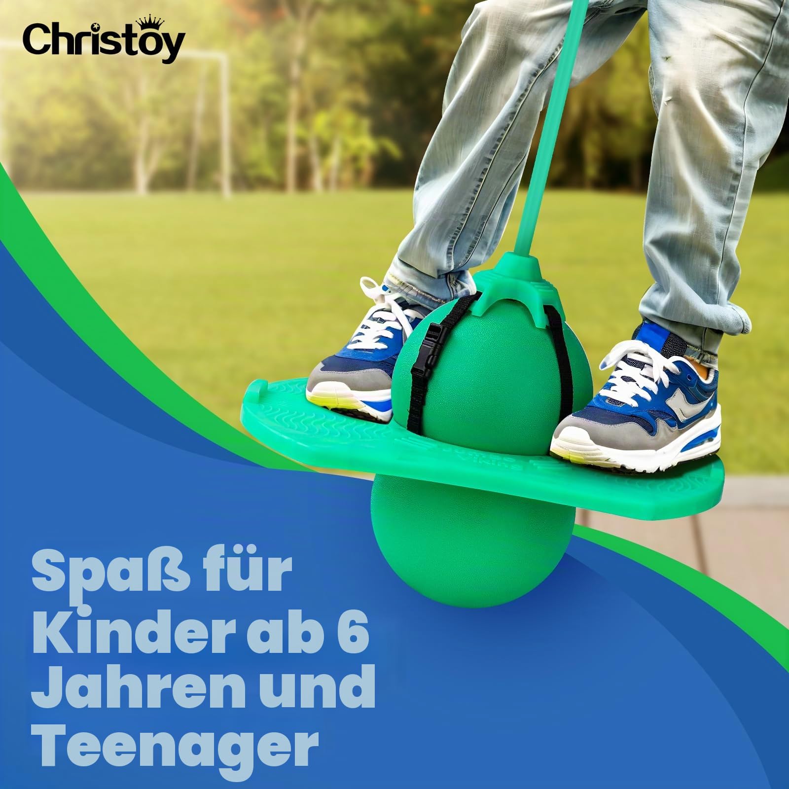 Super-Life Pogo Jumper mit Griff und Ballpumpe, Hochsprungspielzeug, Hüpfball, Trickbrett, sicherer und lustiger Pogo-Stick für Kinder, Jungen, Mädchen und Erwachsene (Grün)