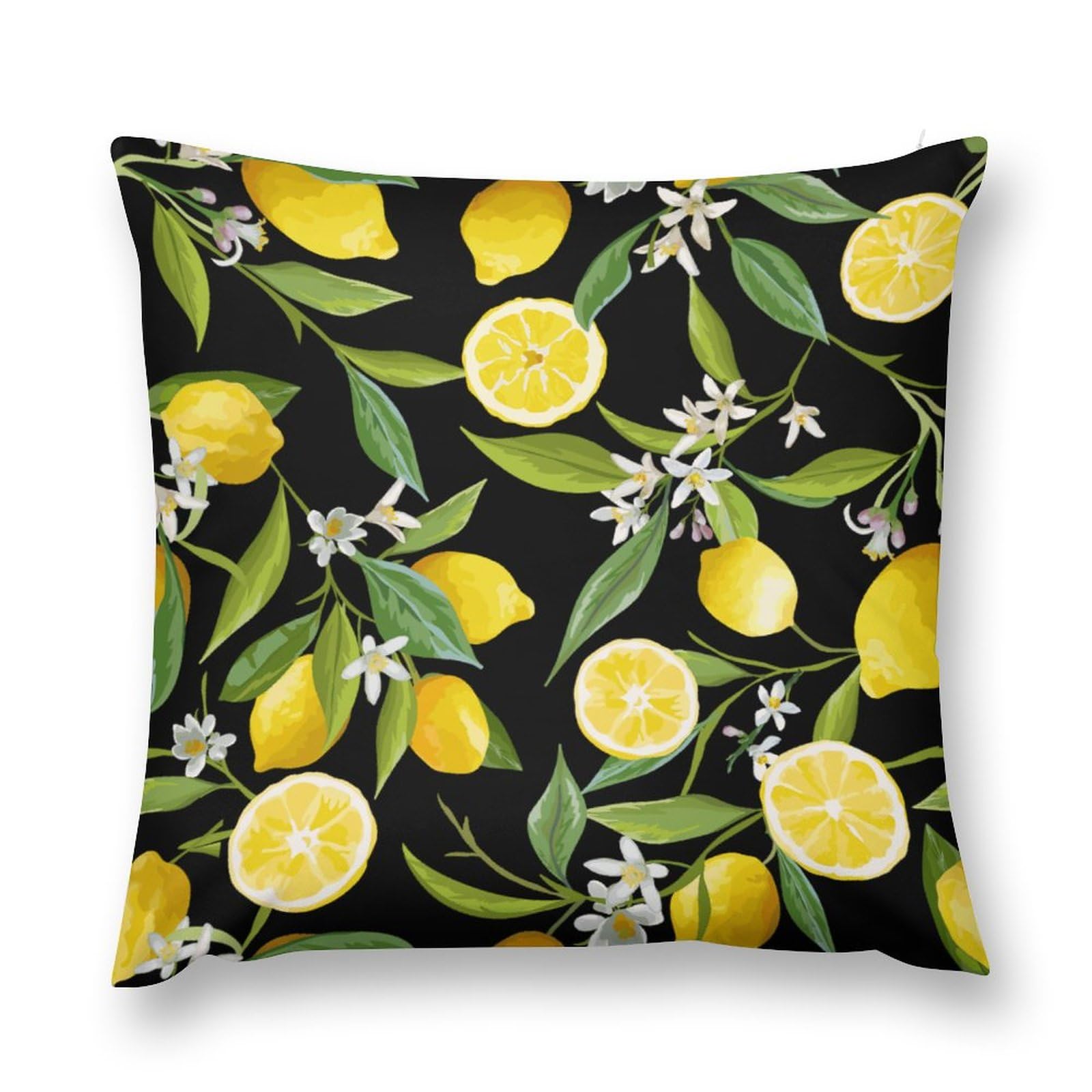 Czzyh Flower Leaf Lemon Short Plush Cushion Cover 56Cm X 56Cm, Concealed Zipper, Pillow Case For Living Room, Bedroom, Sofa