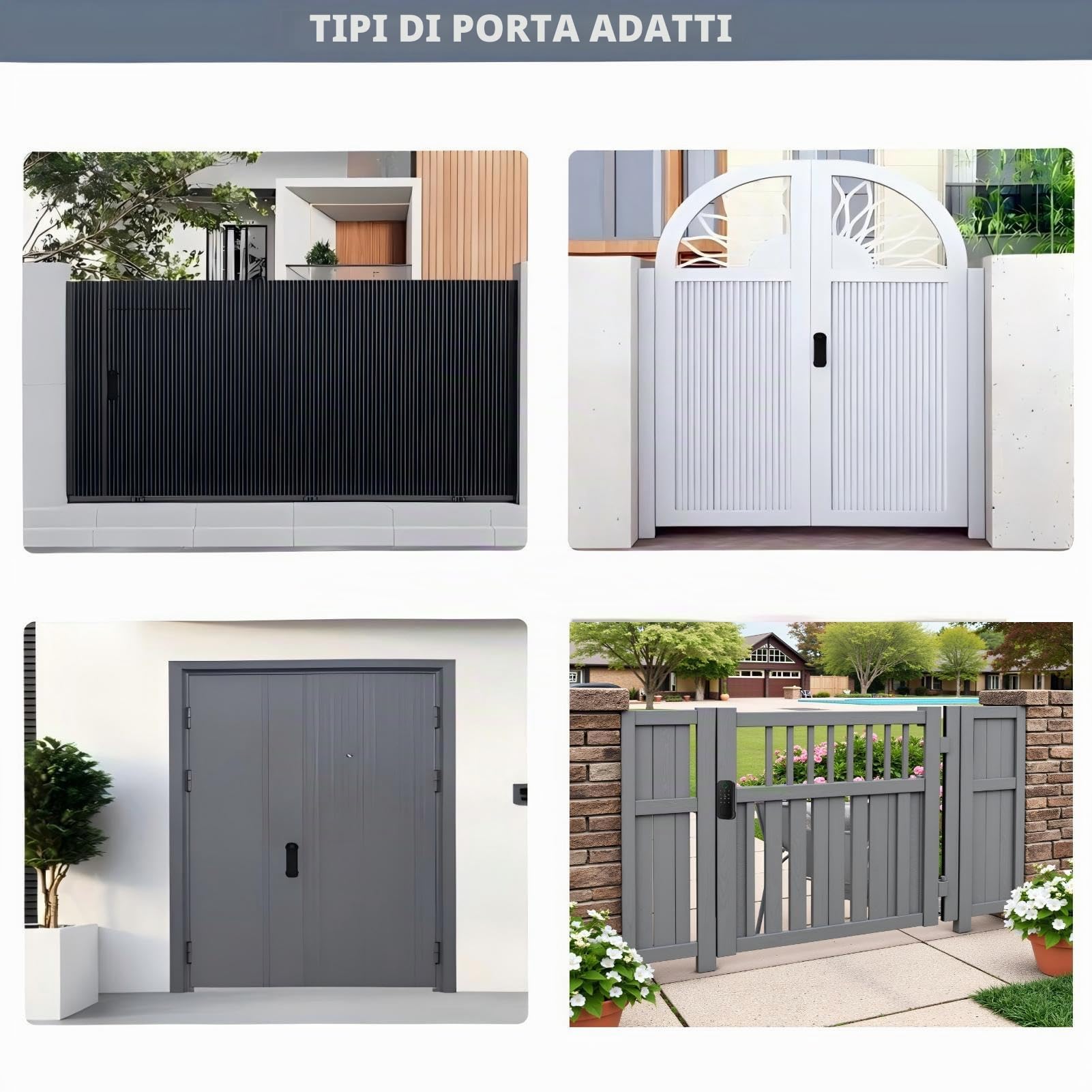 Serratura Smart da Esterno Impermeabile IP66 - Accesso con Impronta Digitale e Tessera su Entrambi i Lati - 5-in-1 con WiFi per Cancelli da Giardino (Nero)