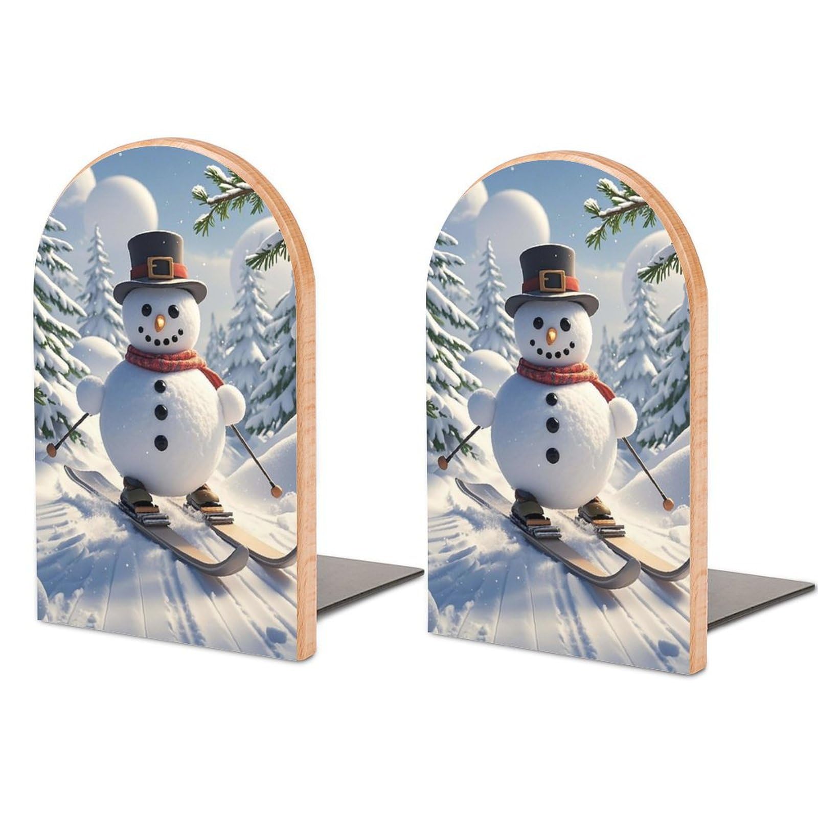 Serre-livres réglables motif bonhomme de neige pour étagère de salon moderne