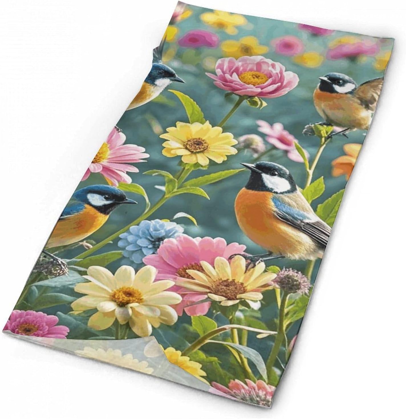 Garden with Birds and Flowers Cooling Headscarf Cooling Breathable Face Mask UV Protection Scarf Hiking Bandana