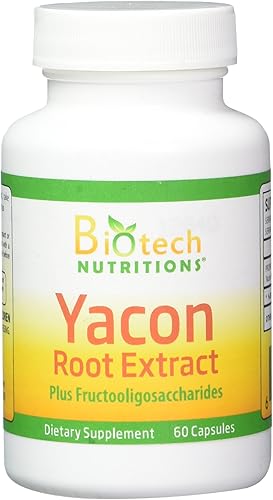 Cápsulas para servir extracto de raíz de yacón más fructooligosacáridos, 1200 mg, 60 unidades