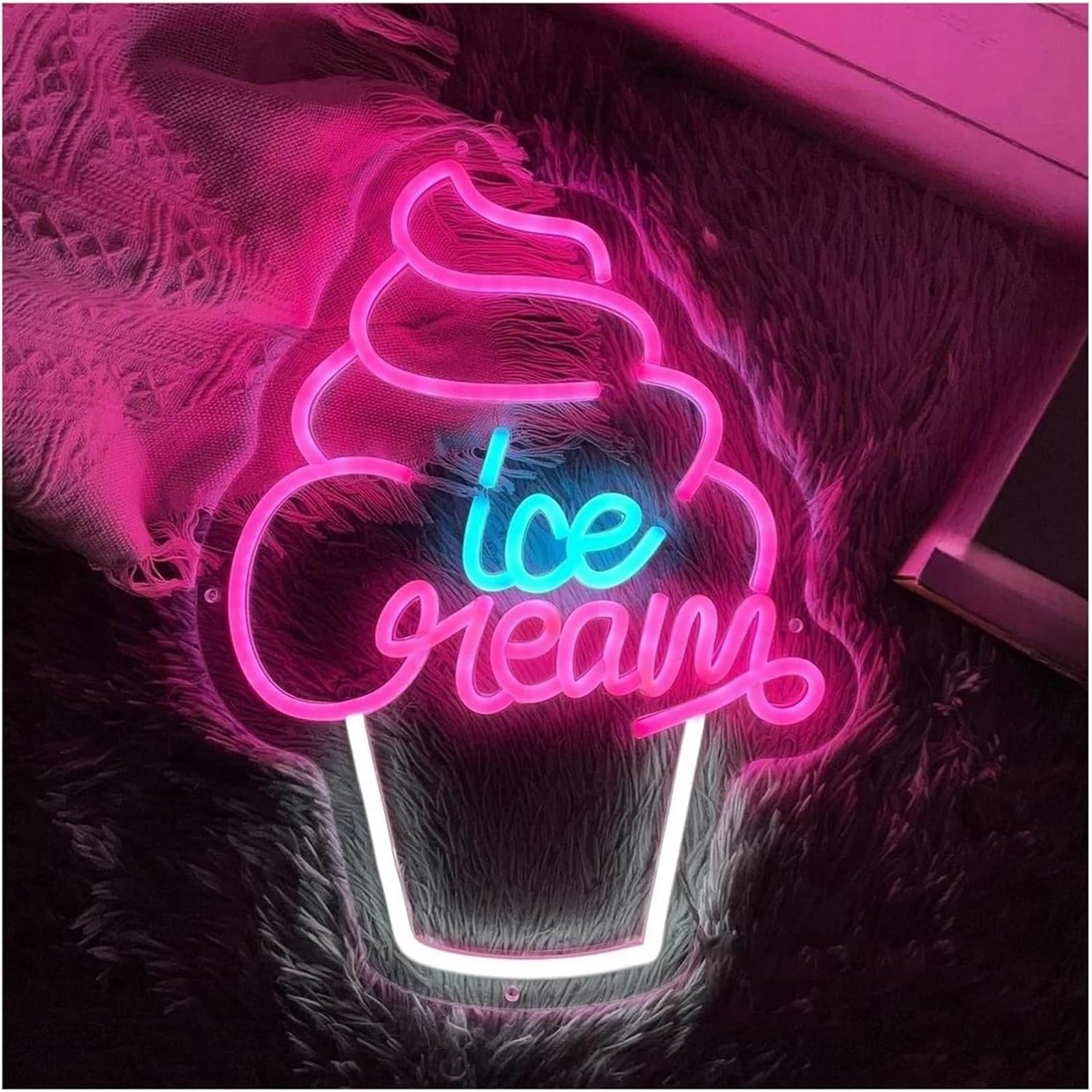 Lampada al neon con atmosfera rilassante per gelato alimentata da luci a luminosità regolabile