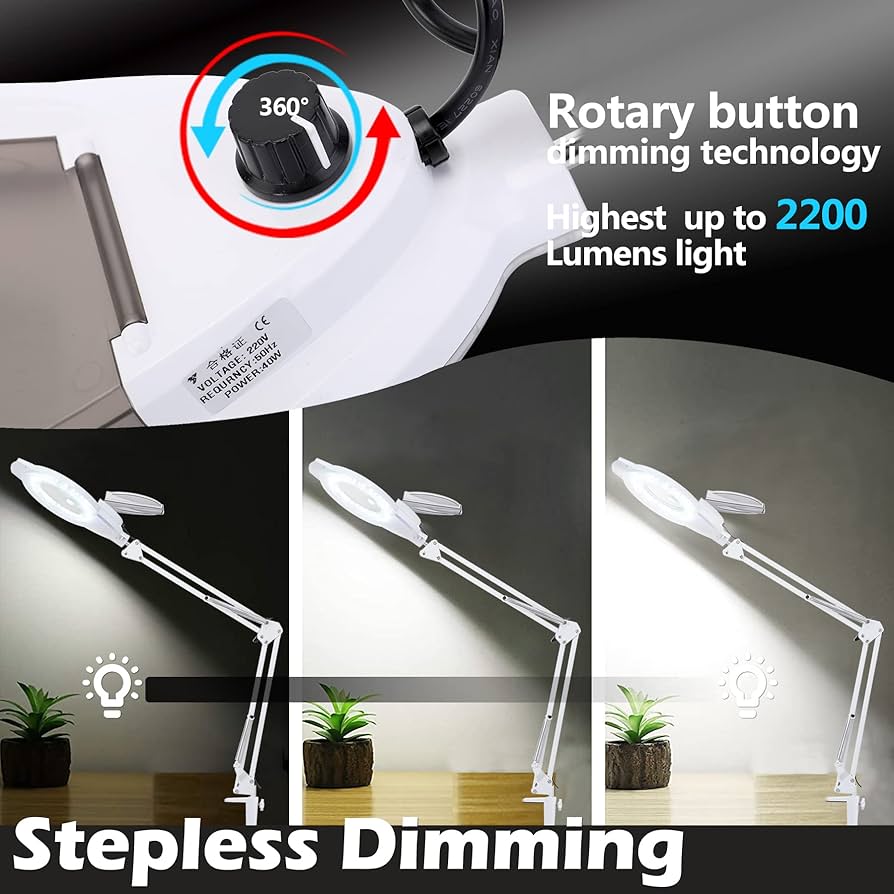 Amazon.co.jp: LED Magnifying Lamp with Clamp, Addie 1,200