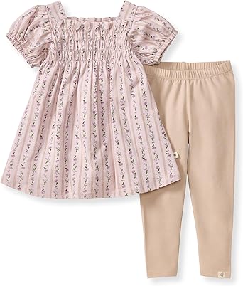 Burt's Bees Baby Short Sleeve Top and Leggings Toddler Girl Thanksgiving Outfit