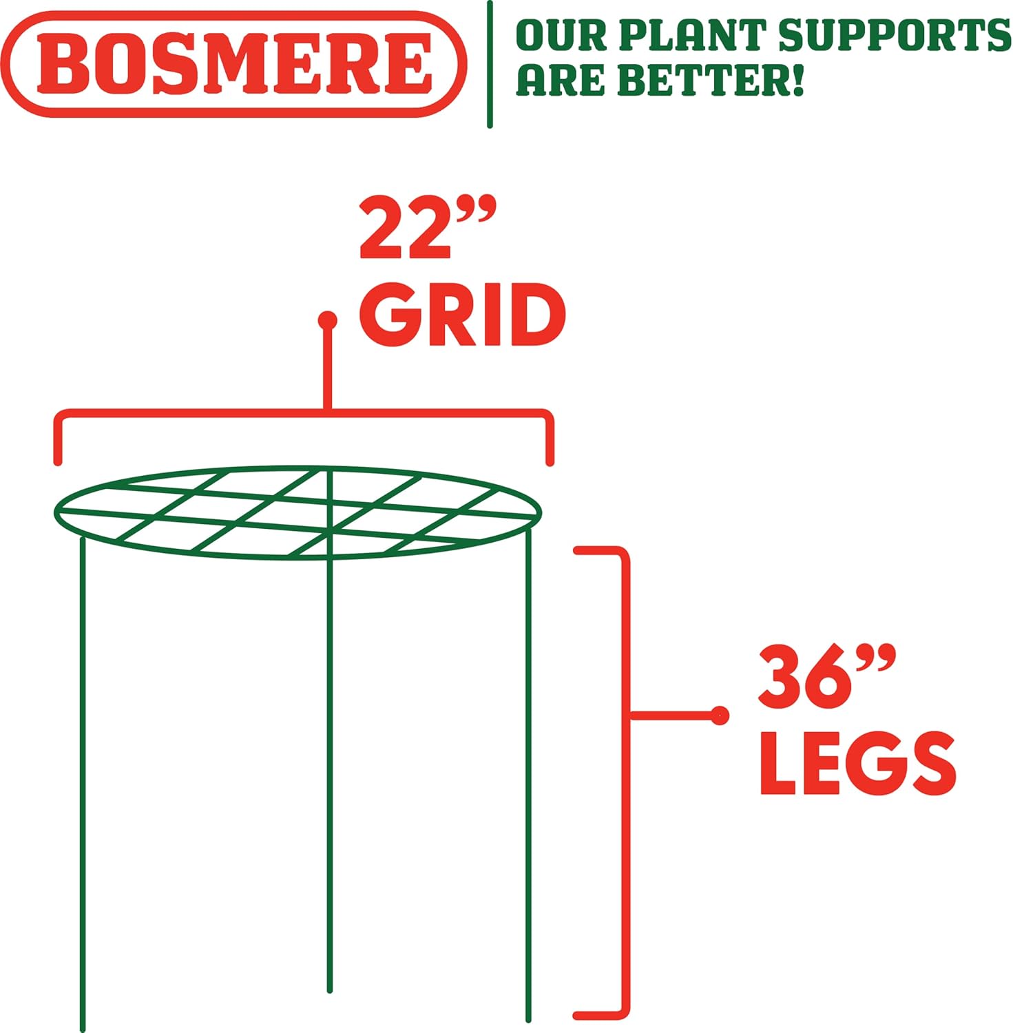 Bosmere 22" Plant Grid with Three 36" Legs, 2-Pack