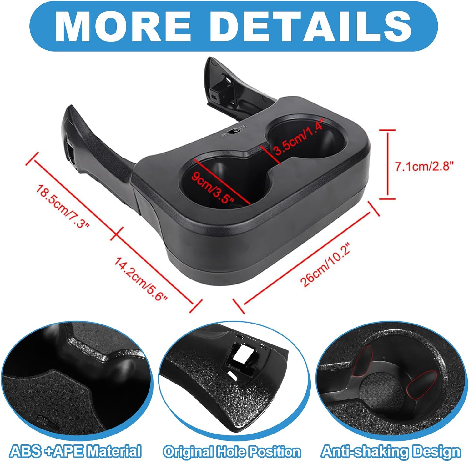 Cup Holder Expander for Ford Bronco 2021-2024 2/4 Door Dual Adjustable Rear Seat Multifunctional Storage Organizer Inserts for Bronco Car Interior Accessories (Not for 2025 and Sport)