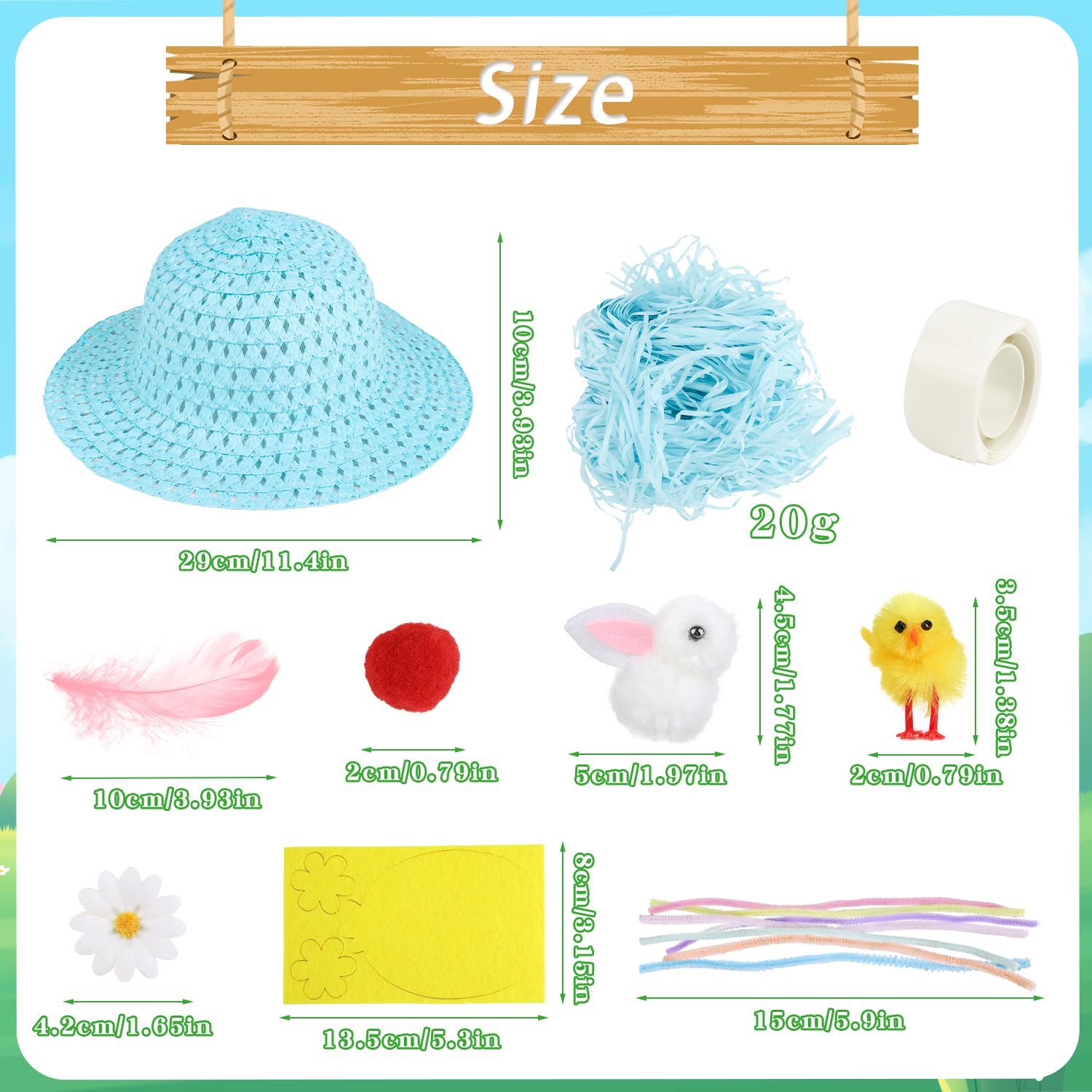 JOFONY Easter Bonnet Kit, DIY Easter Bonnet Kit Kids Easter Bonnet Hat Make Your Own Easter Hat, Easter Hat for Easter Craft Supplies(Blue) — view 5