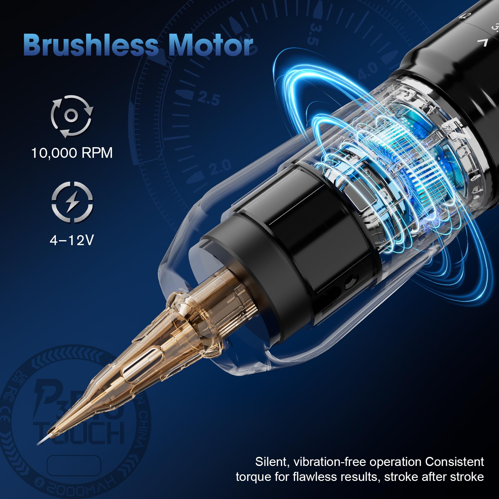 EZ P3 Pro Touch Tattoo Gun, Large Touch Screen Wireless Tattoo