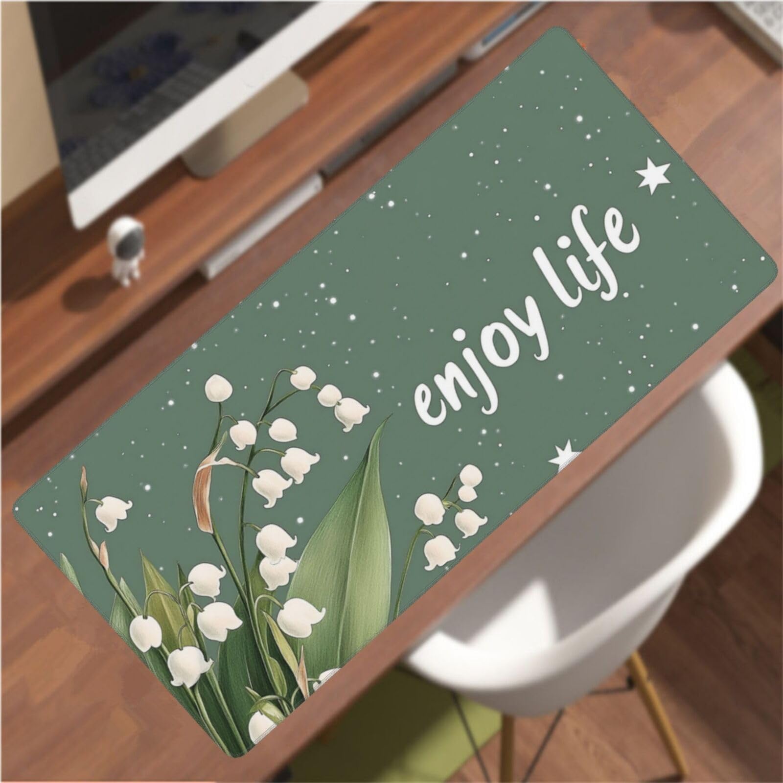 Tapis de Souris XXL 90 x 40 cm, Vert & Fleur Tapis de Bureau G692