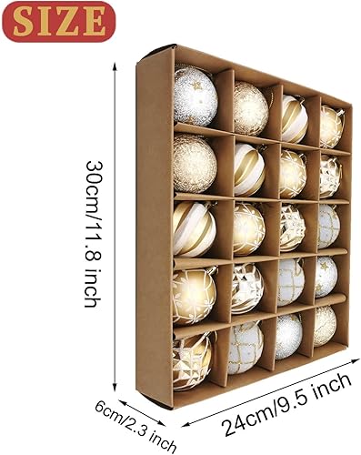 Miniatura 3 de Juego de adornos de bola de Navidad, 20 unidades de 2.362 in, elegantes adornos blancos y rojos surtidos para árbol de Navidad, adornos colgantes