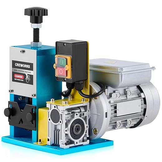 CREWORKS Automatic Wire Stripping Machine for 0.06"-1" Copper Wires, Motorized Wire Stripper Tool for 7/0-15 AWG Scrap Electrical Wire Recycling, Electrical Tool for DIY Cable Copper Wire Stripping