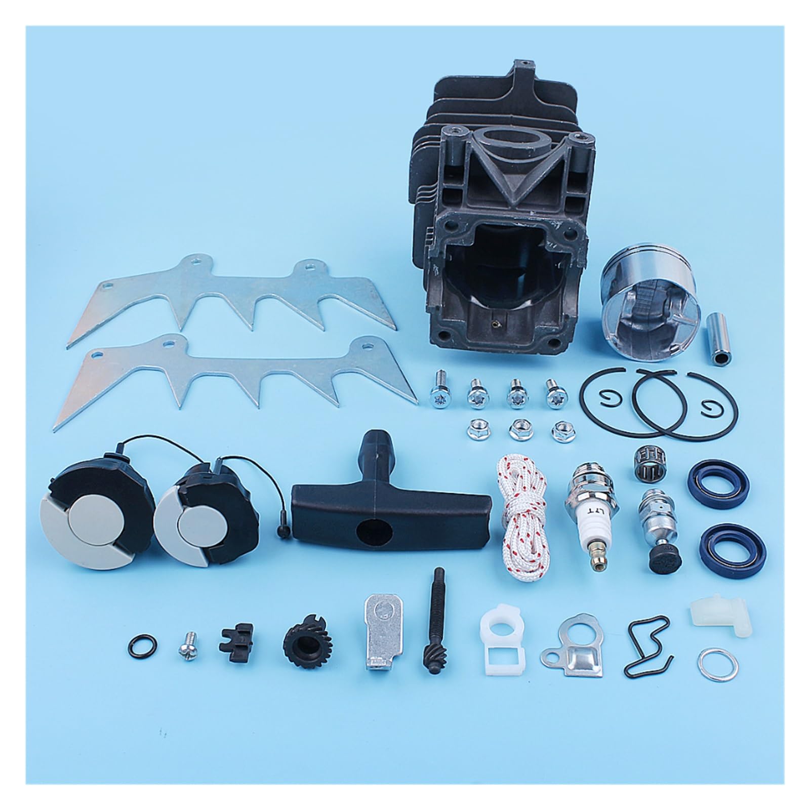 Pistón de cilindro 46mm, Kit ajustador picos for perros for Stihl MS280 MS270 MS 270 280, trinquete arranque con tapa Gas for motosierra