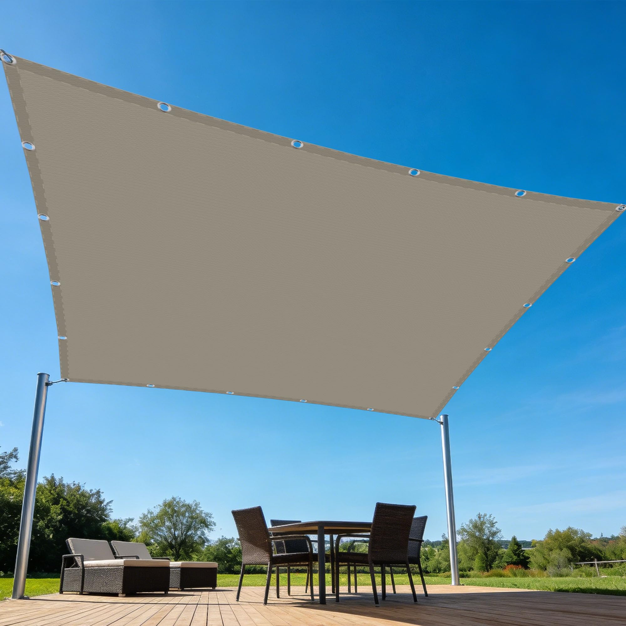 Voile d'ombrage imperméable 200x600 cm auvent respirant taupe